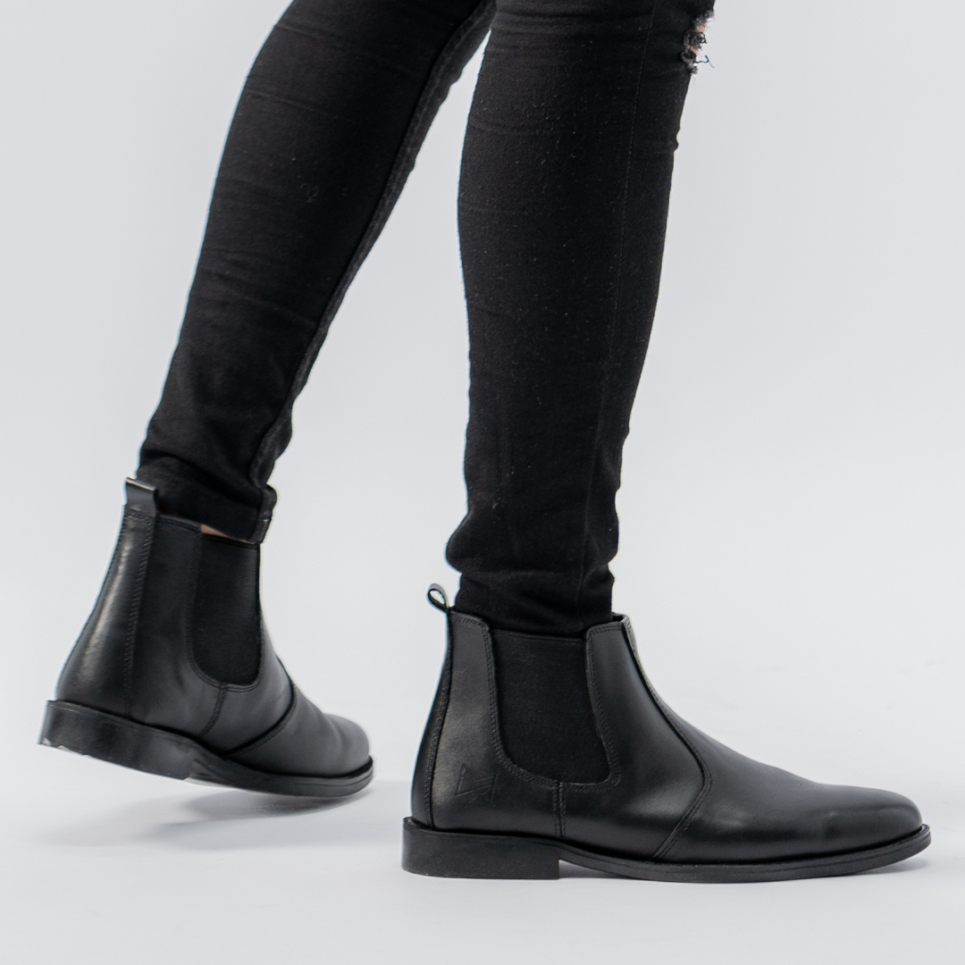 Matt Black Cow Leather Chelsea boots