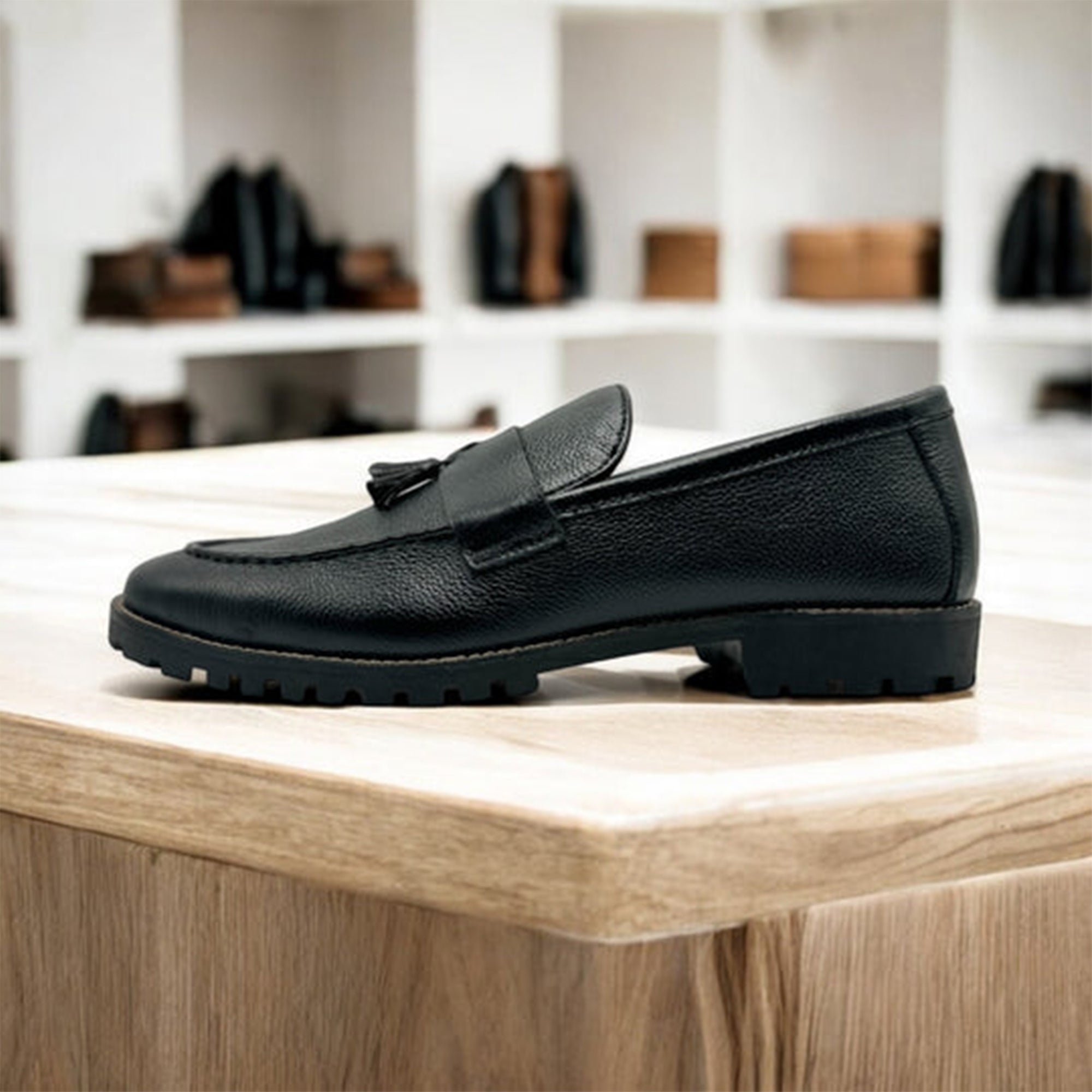 Chunky Tassel Loafers - Black