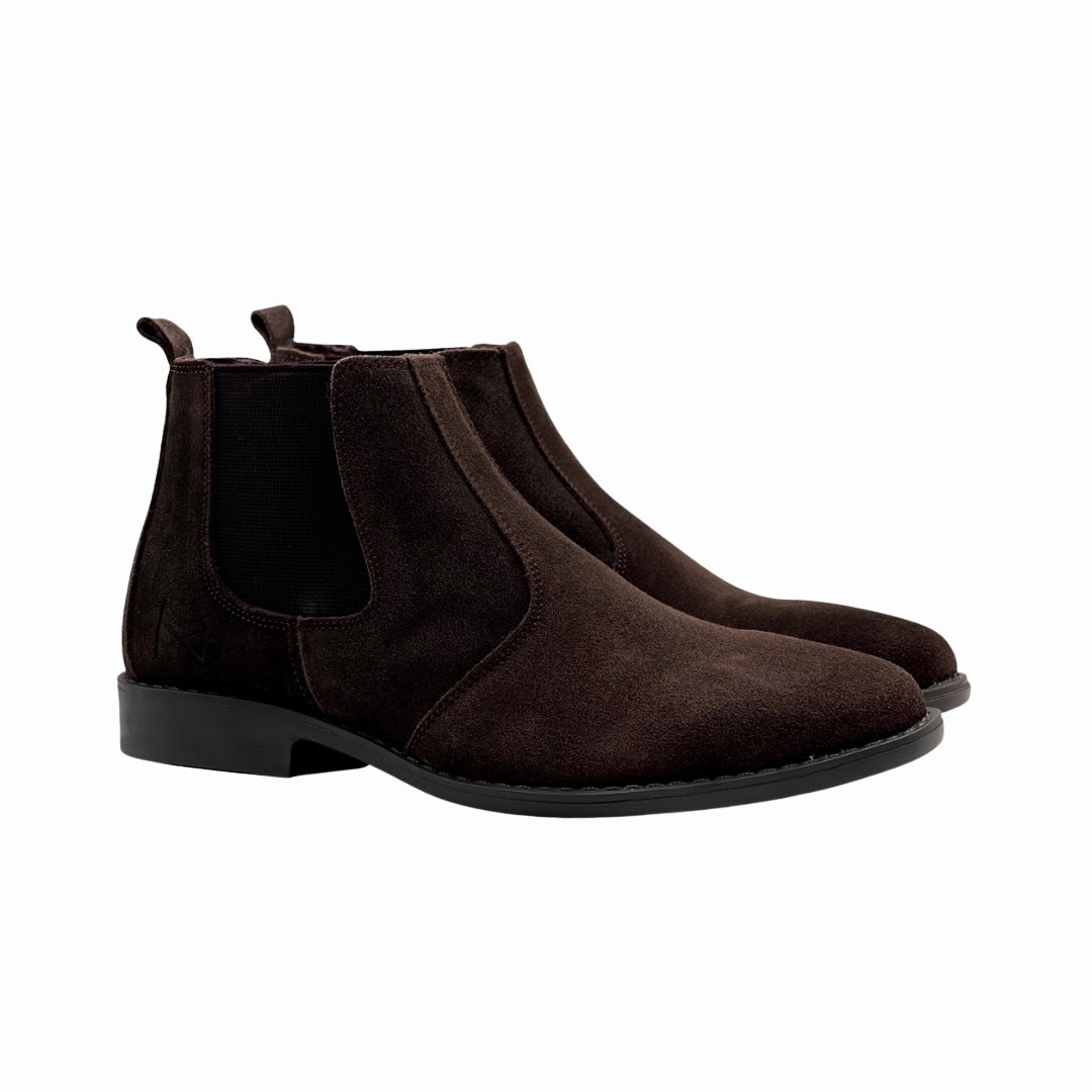 CHOCOLATE SUEDE CHELSEA BOOTS