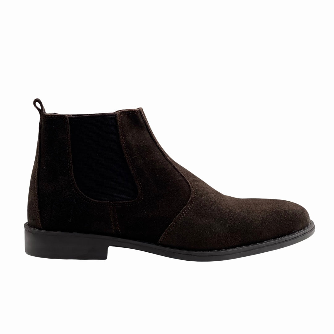 CHOCOLATE SUEDE CHELSEA BOOTS